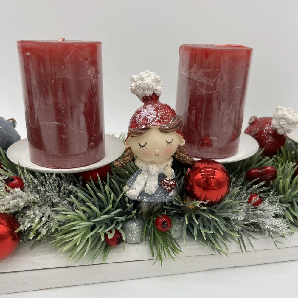 DEKORACE ZIMNÍ ADVENTNÍ SVÍCEN ROVNÝ