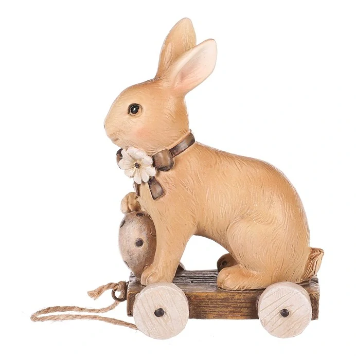 JARNÍ DEKORACE ZAJÍC NA VOZÍKU