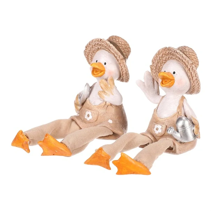 JARNÍ DEKORACE FIGURKA KACHNY SEDÍCÍ - DVA DRUHY - CHLAPEC A DÍVKA 