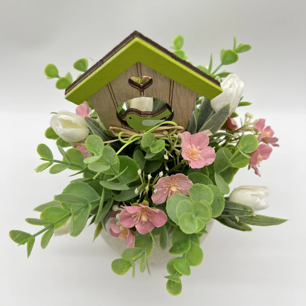 JARNÍ DEKORACE SKOŘÁPKA ZDOBENÁ UMĚLÝMI KVĚTY 