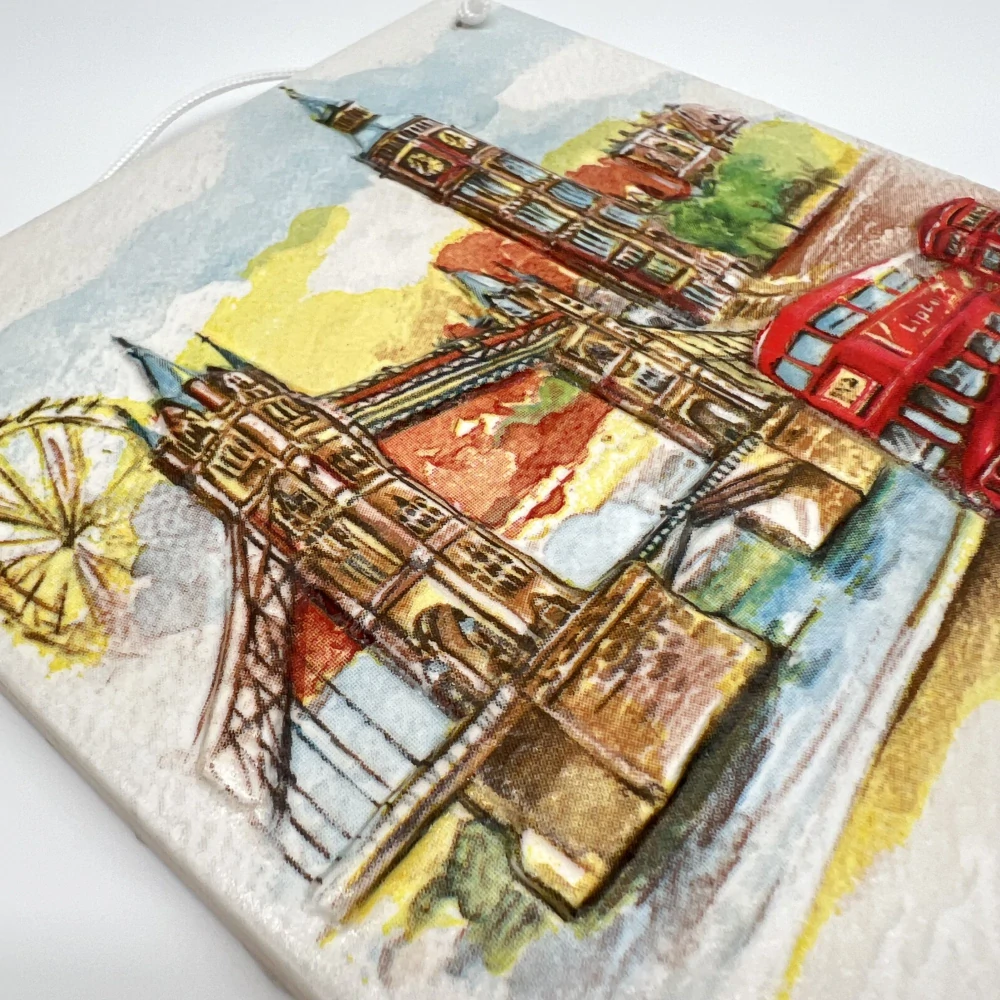 DEKORACE K ZAVĚŠENÍ DLAŽDICE ZDOBENÁ TECHNIKOU DECOUPAGE 3D 