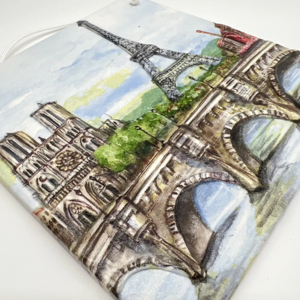 DEKORACE K ZAVĚŠENÍ DLAŽDICE ZDOBENÁ TECHNIKOU DECOUPAGE 3D