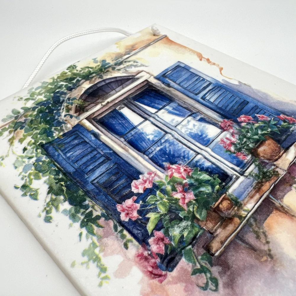 DEKORACE K ZAVĚŠENÍ DLAŽDICE ZDOBENÁ TECHNIKOU DECOUPAGE 3D