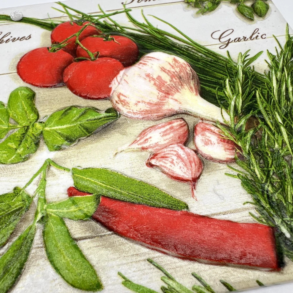 DEKORACE K ZAVĚŠENÍ DLAŽDICE ZDOBENÁ TECHNIKOU DECOUPAGE 3D 