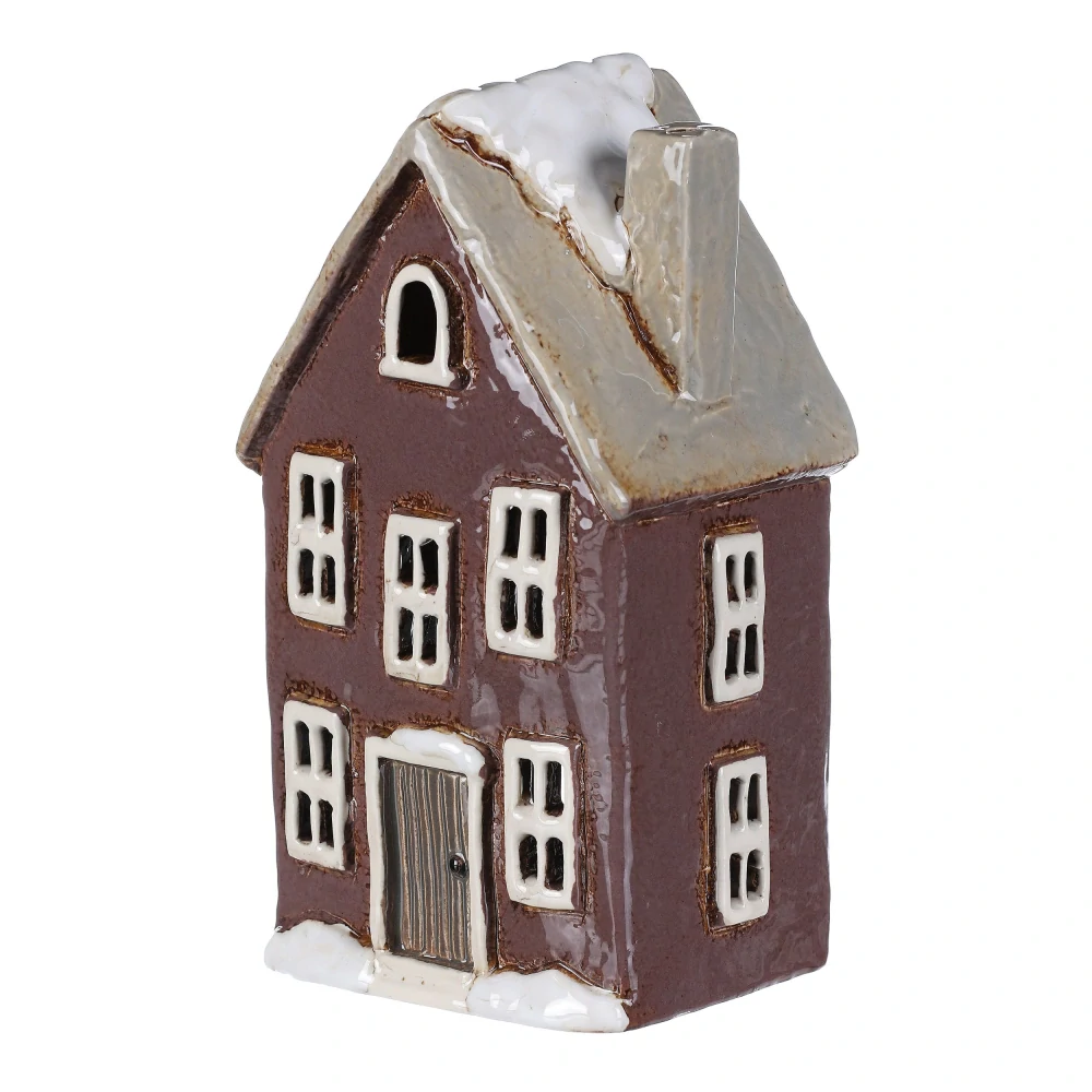 ZIMNÍ KERAMICKÝ DOMEK NA ČAJOVOU SVÍČKU 