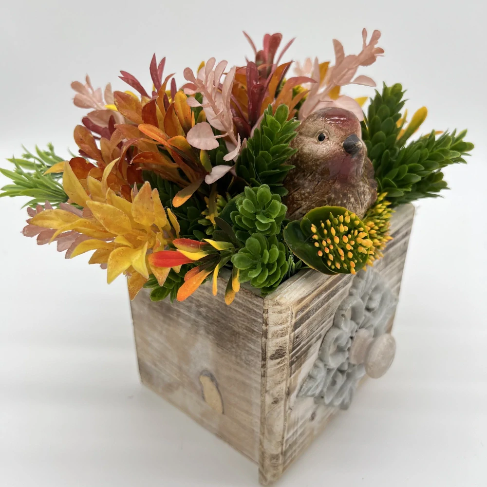 PODZIMNÍ DEKORACE TRUHLÍČEK ZDOBENÝ 