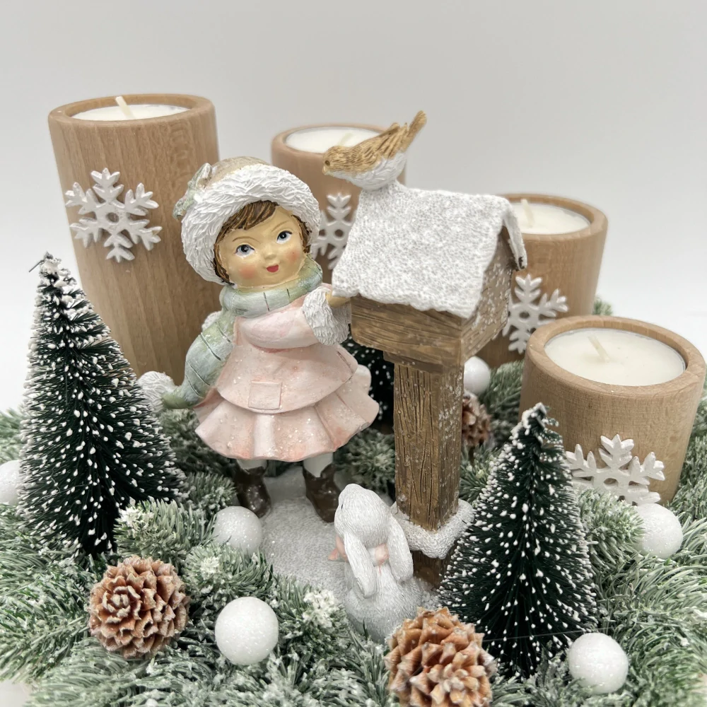 ZIMNÍ DEKORACE ADVENTNÍ SVÍCEN NA ČAJOVÉ SVÍČKY