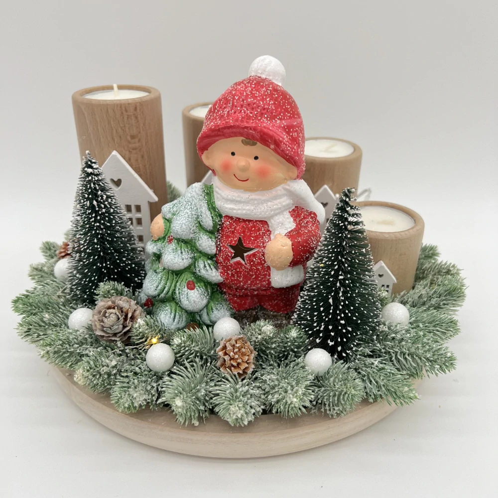 ZIMNÍ DEKORACE ADVENTNÍ SVÍCEN NA ČAJOVÉ SVÍČKY 