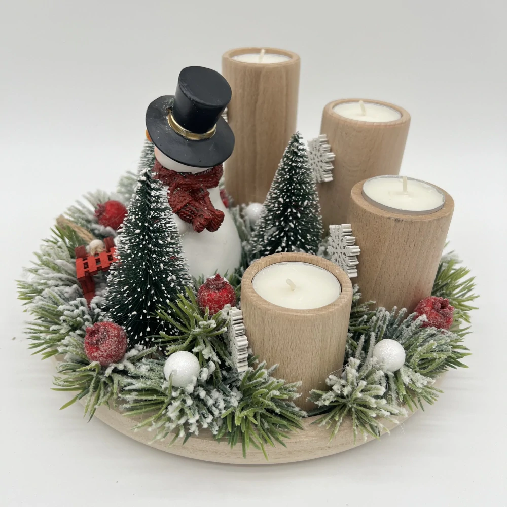 ZIMNÍ DEKORACE ADVENTNÍ SVÍCEN NA ČAJOVÉ SVÍČKY 