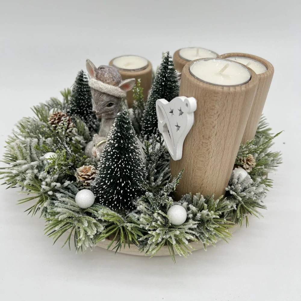 ZIMNÍ DEKORACE ADVENTNÍ SVÍCEN NA ČAJOVÉ SVÍČKY