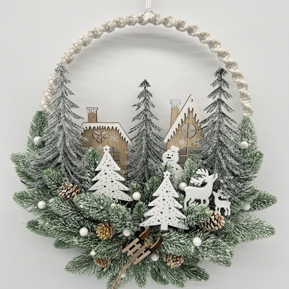 🎄 Zimní LED věneček „Tichý les na Štědrý večer“