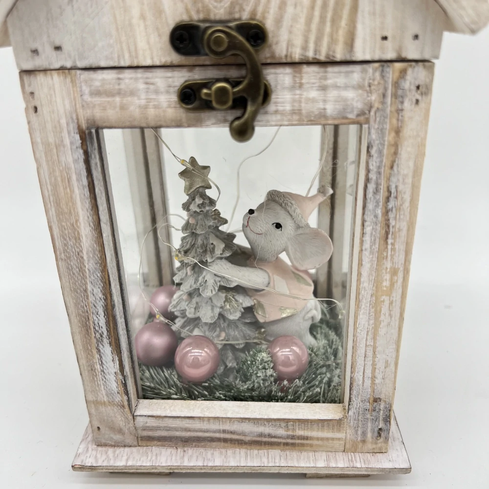 🎄 Vánoční LED lucerna „Myška u stromečku“