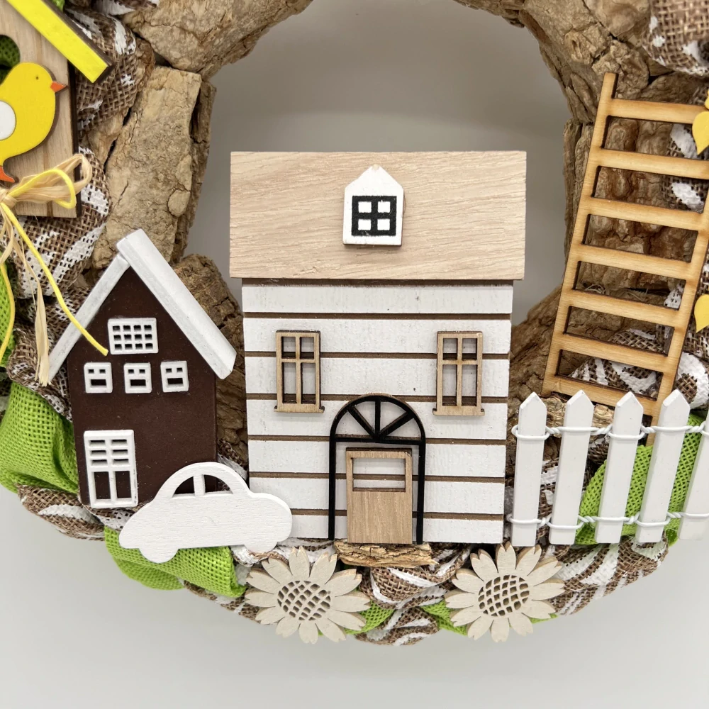 🌿🏡 Dekorativní věnec – DOMOV 🏡🌿