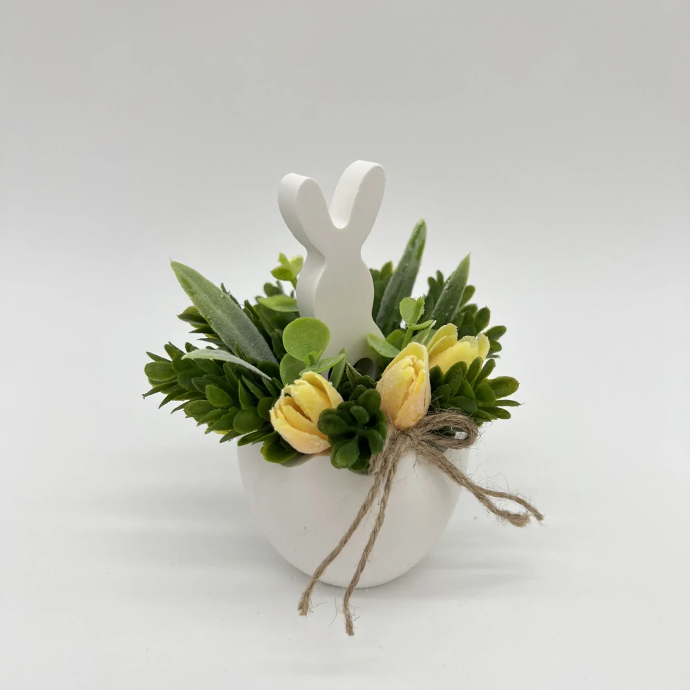 🐰🌼 Jarní dekorace se zajíčkem – žluté kvítky 🌼🐰