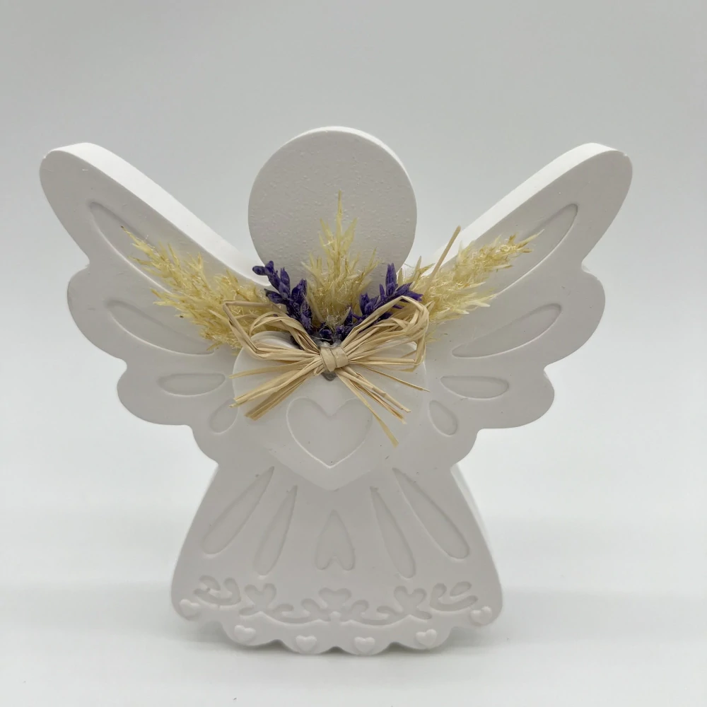 👼🤍 Andělská dekorace – levandule & obilí (12 cm) 🤍👼