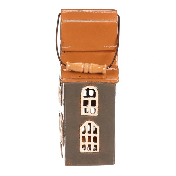 🏠 Keramický domeček – tmavě šedý s hnědou střechou