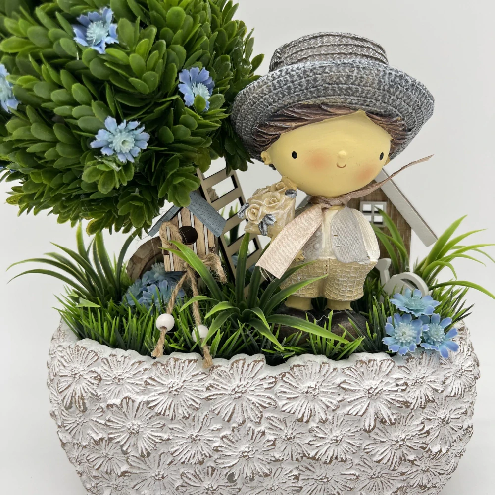 🌿👦 Dekorační aranžmá s chlapečkem 👦🌿