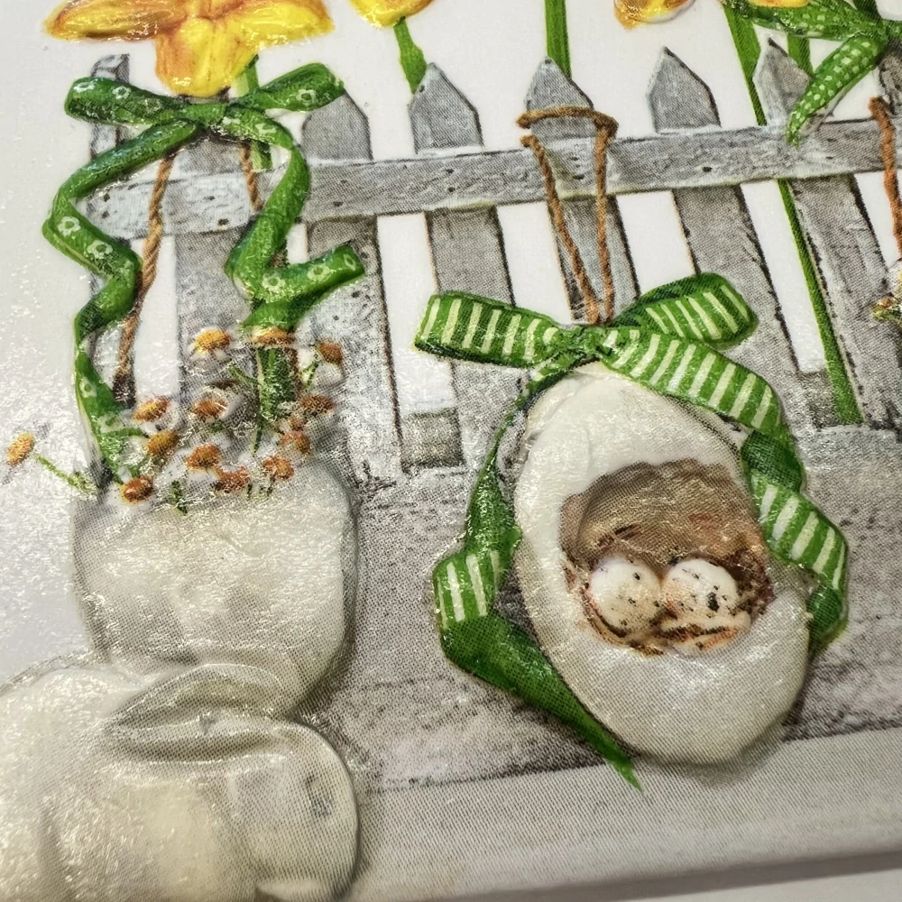 🌼 Zdobená keramická dlaždice – Jarní probuzení 🐰