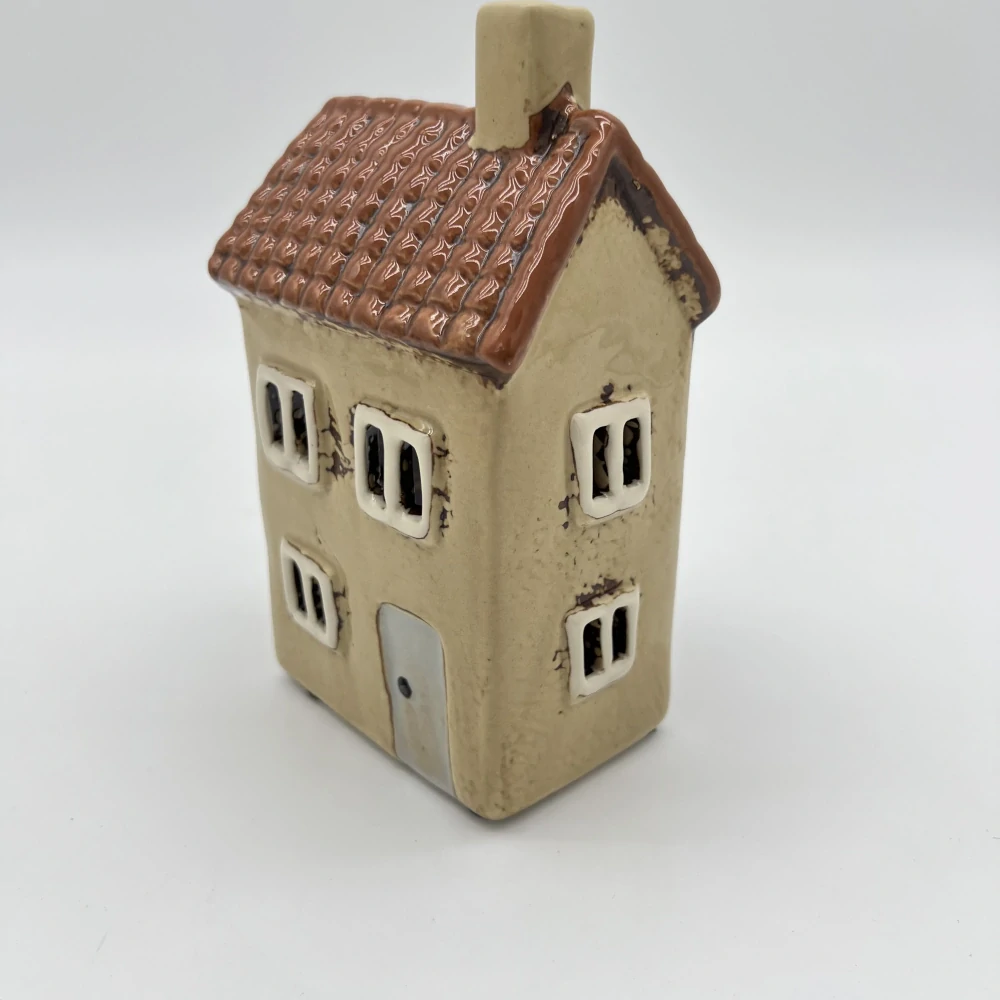 🏡 Keramický domeček na svíčku – krémový 🏡