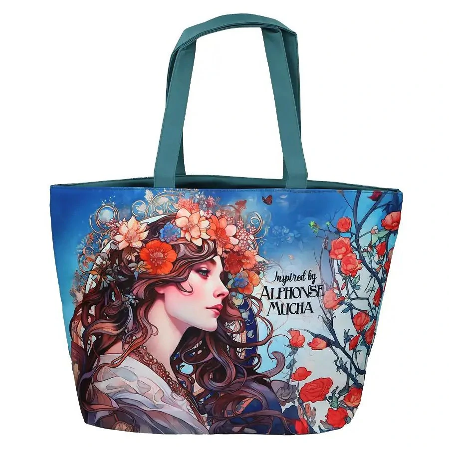 🎨👜 Nákupní taška přes rameno – Alfons Mucha (volná inspirace) – Carmani® 👜🎨