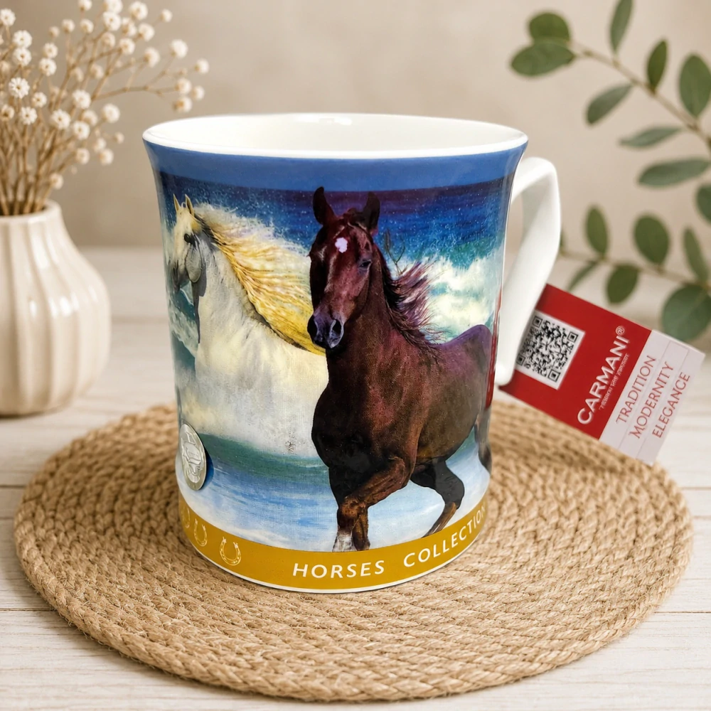 🐎☕ Carmani – Porcelánový hrnek Horses Collection v dárkové krabičce, 480 ml 🌊🎁