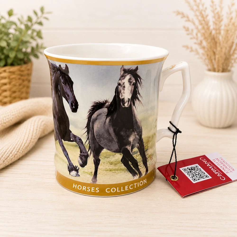 🐎☕ Carmani – Porcelánový hrnek Horses Collection v dárkové krabičce, 480 ml 🤍🎁