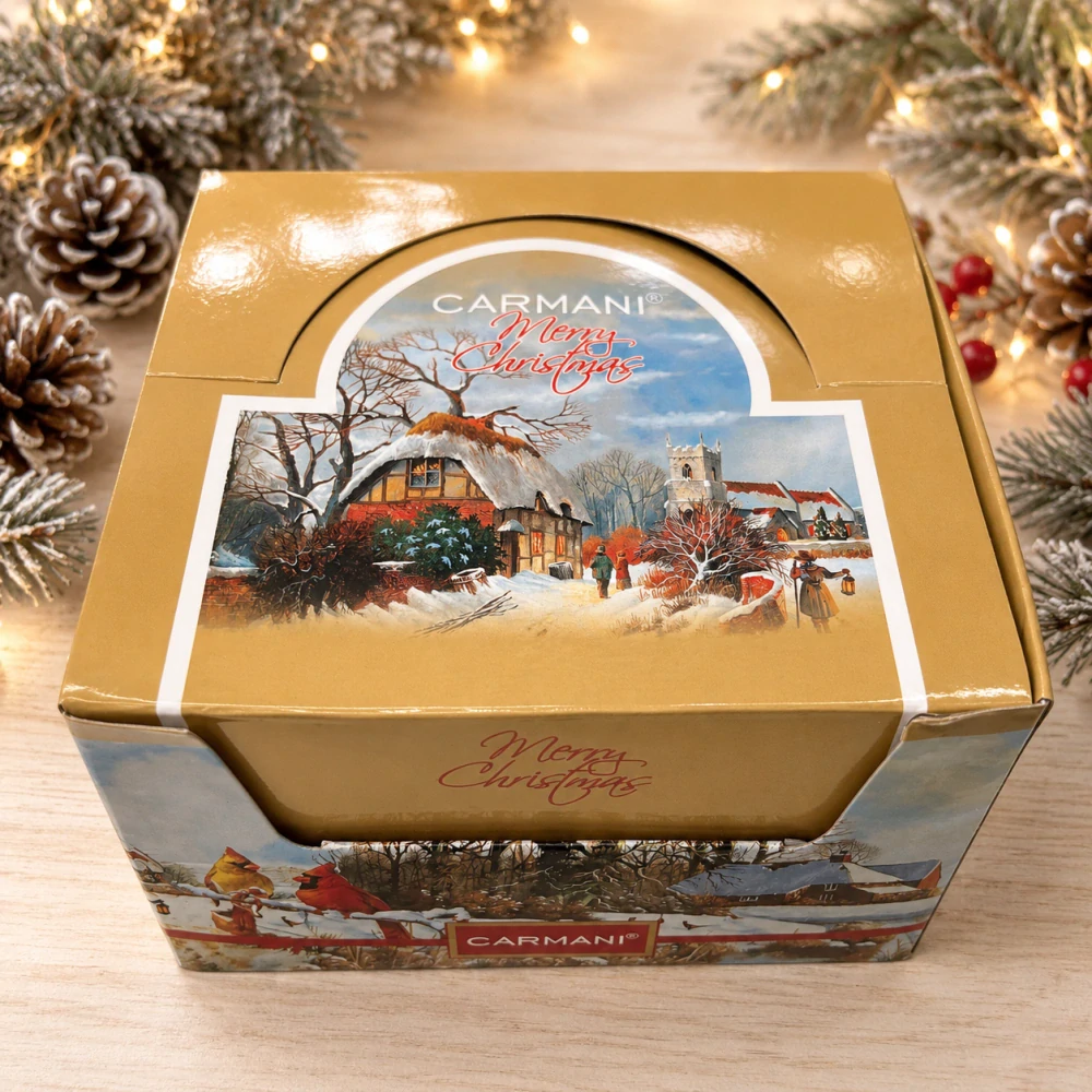 🎄☕ Vánoční hrnek s podtáckem Carmani – Zimní krajina, 470 ml ❄️🦌