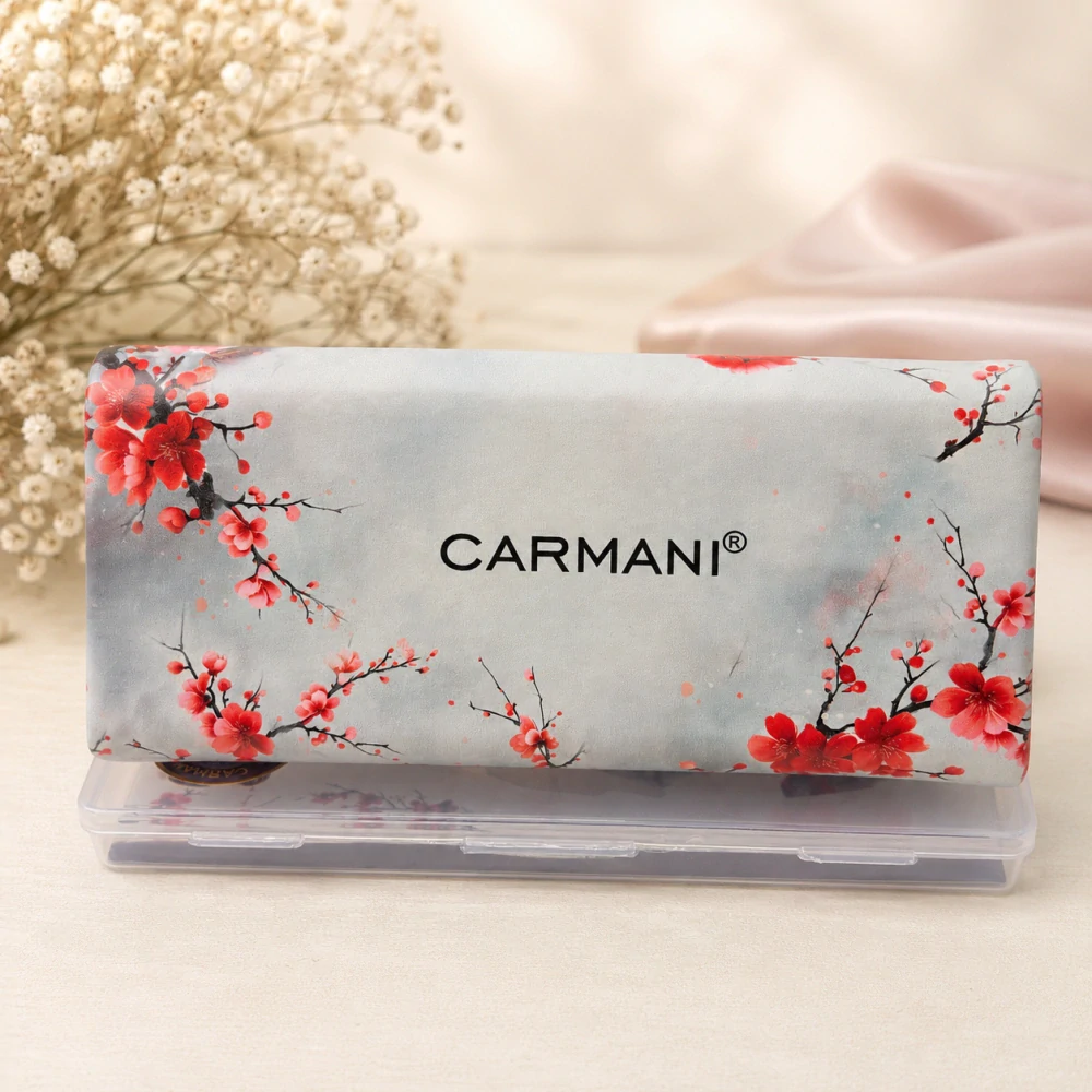 🌸🌺 Skládací pouzdro na brýle Carmani® – Červené květy 🌺🌸