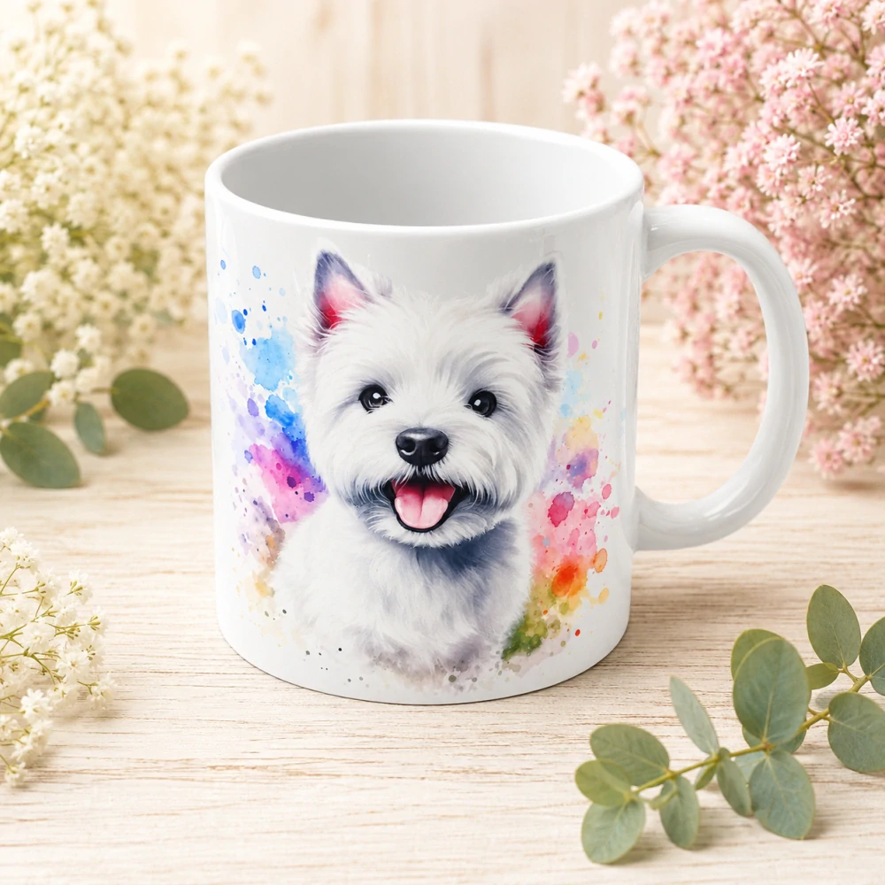 🐶☕ Porcelánový hrnek s motivem west highland white teriéra (Westík) – cca 300 ml 🌈🤍
