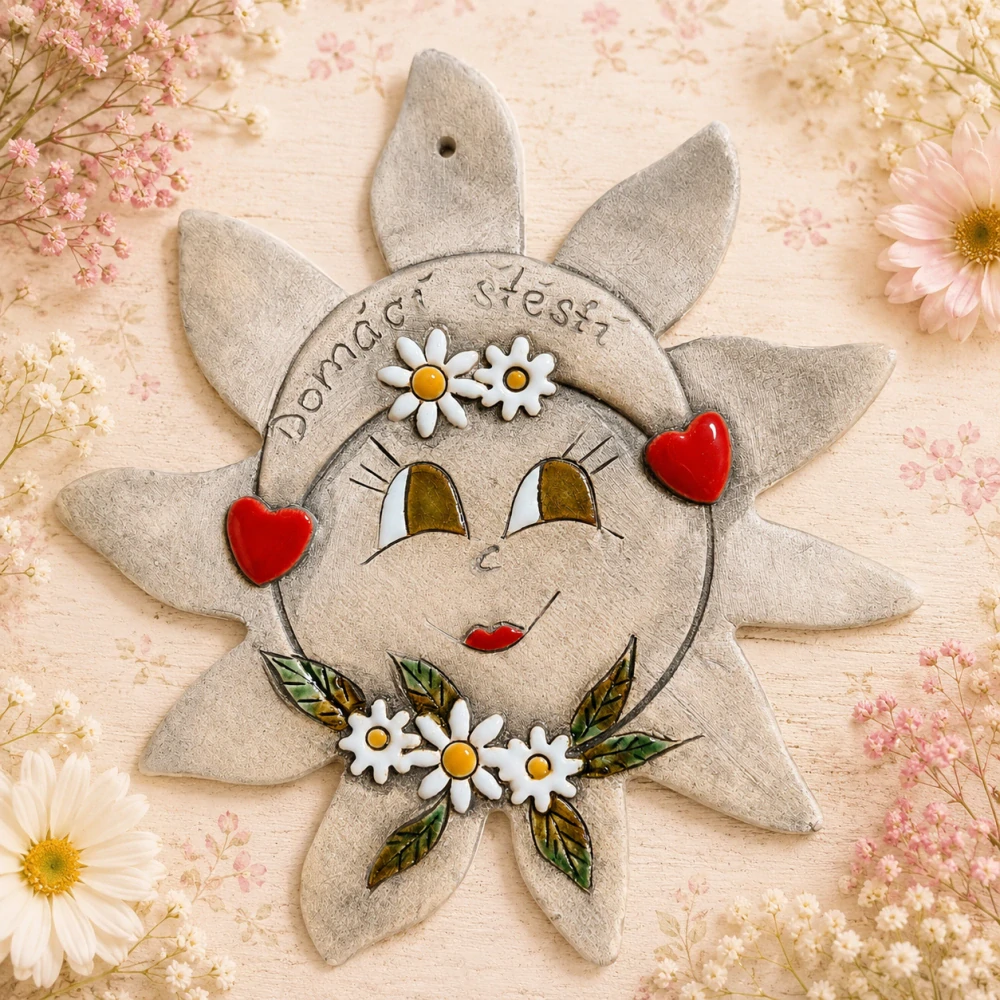 ☀️❤️ Keramické sluníčko „Domácí štěstí“ k zavěšení 🌼