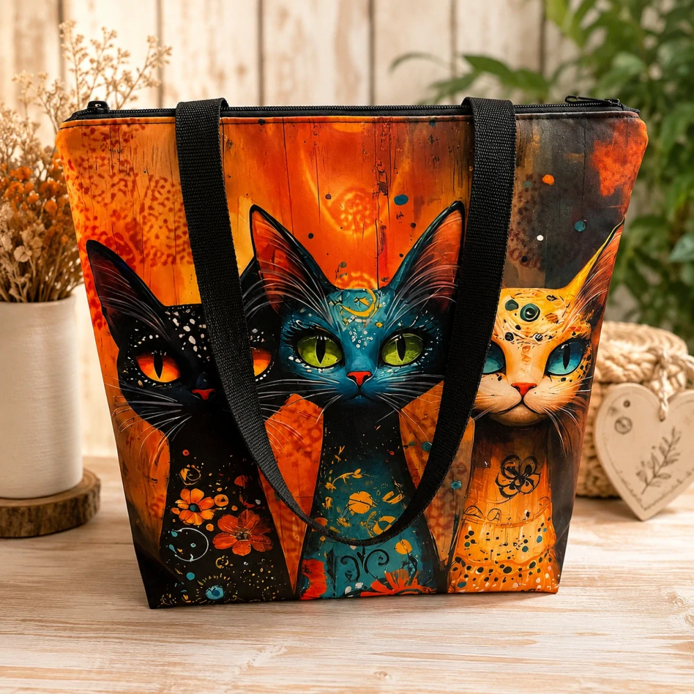 🐱🧡 Taška na zip s motivem koček 👜✨