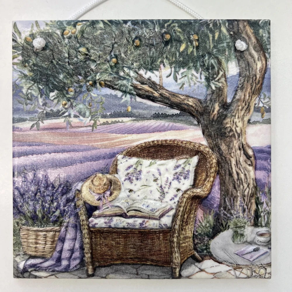💜✨ Dlaždice zdobená technikou Decoupage 3D ✨💜