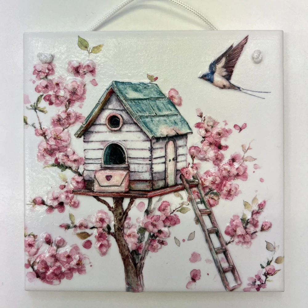 💜✨ Dlaždice zdobená technikou Decoupage 3D ✨💜