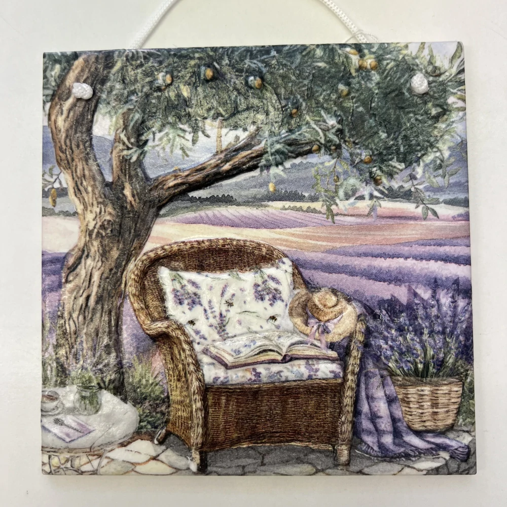 💜✨ Dlaždice zdobená technikou Decoupage 3D ✨💜