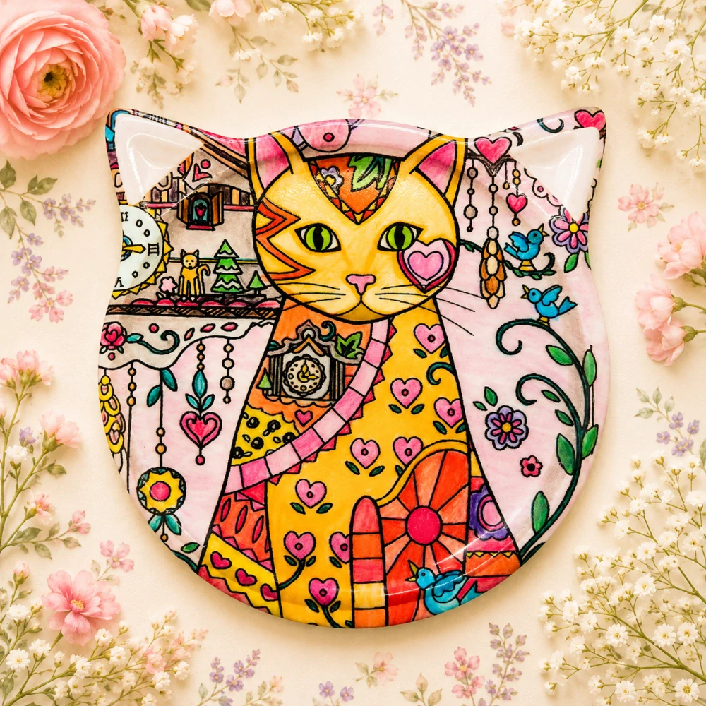 🐱 Keramická podložka pod hrnek/sklenici – kočičí hlava