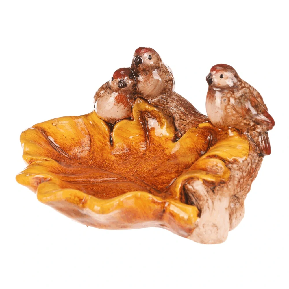 🐦 Keramické pítko pro ptáčky – dubový list 🍂