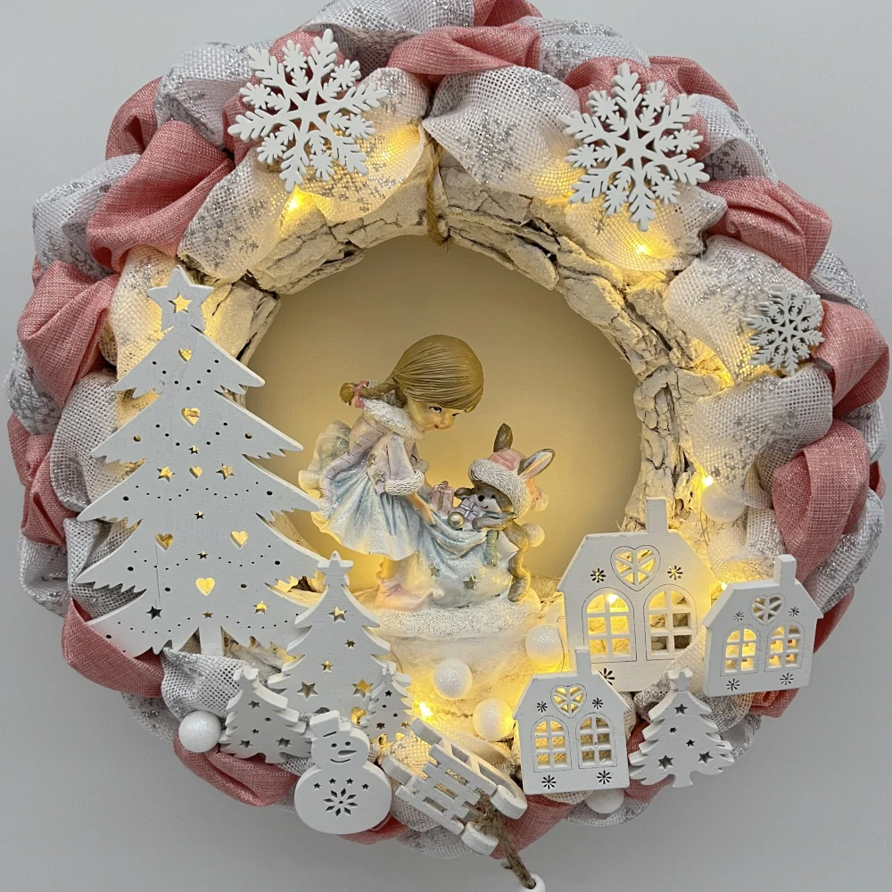 🎄✨ Zimní věnec s osvětlením a figurkou ✨🎄