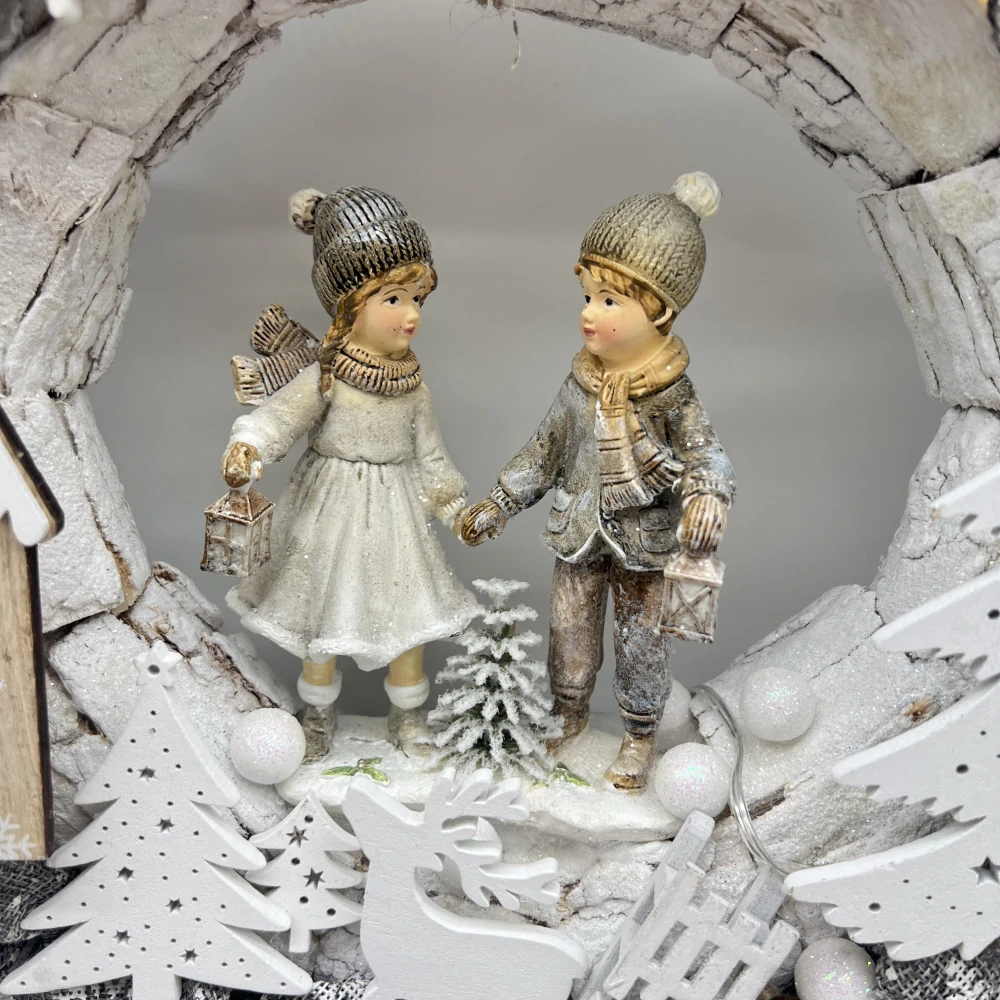 🎄 Vánoční svítící věnec – zimní městečko