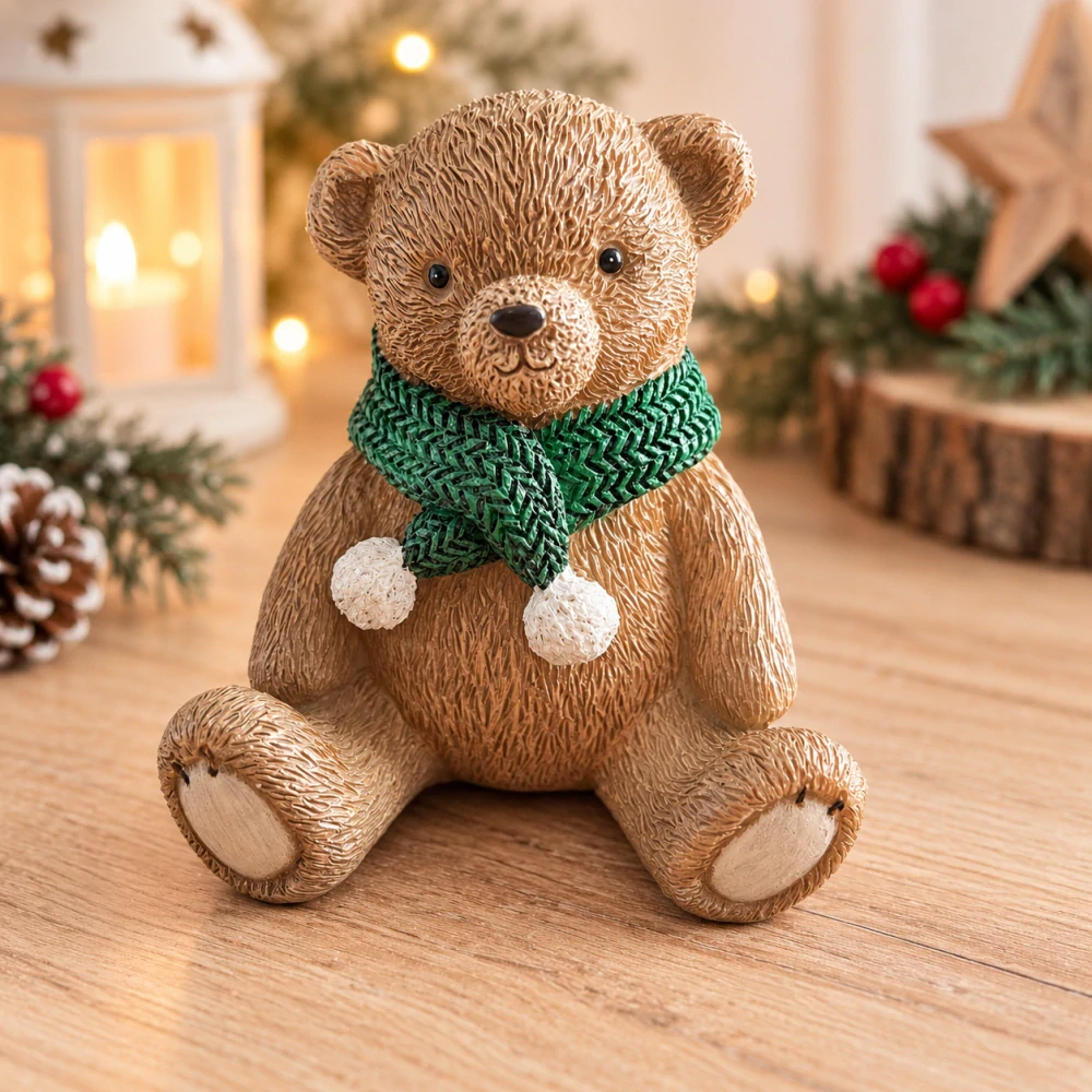 🧸 Zimní dekorace – medvídek se šálou