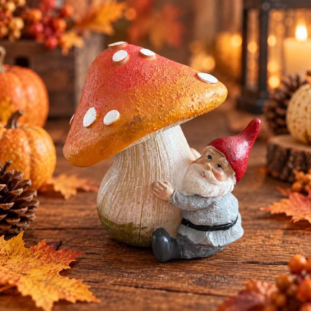 🍄 Podzimní dekorace – skřítek s houbou