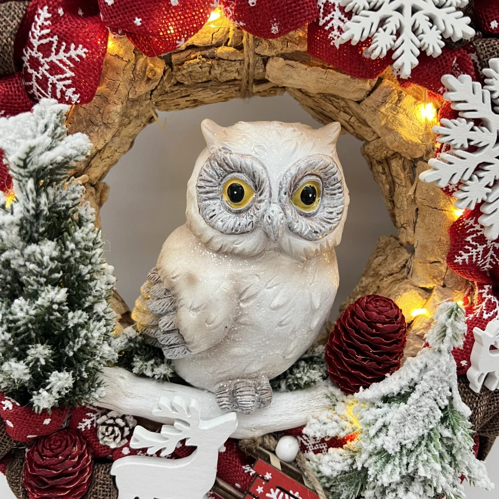 🎄 Vánoční svítící věnec se sovou 🦉