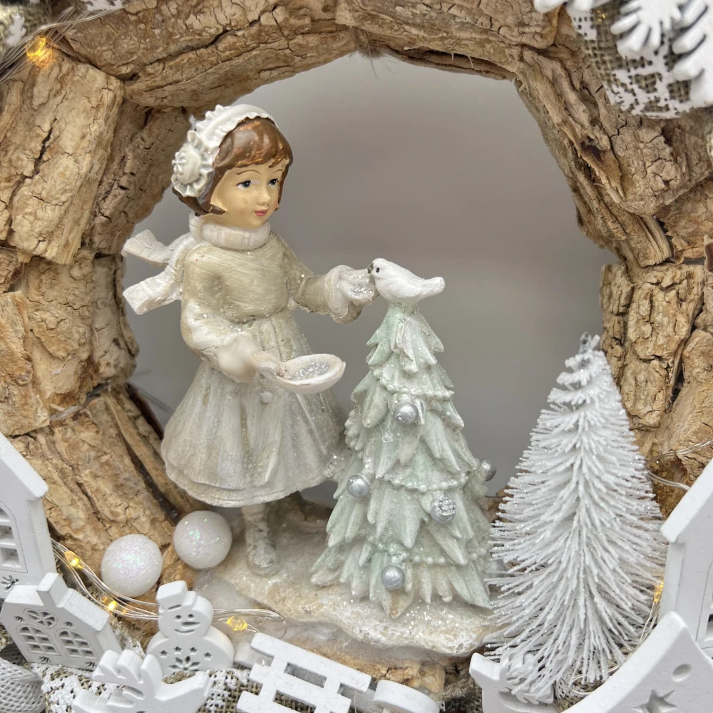 🎄 Vánoční svítící věnec – zimní holčička