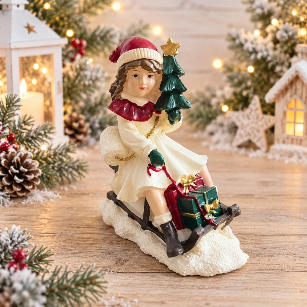 🎄 Vánoční dekorace – holčička na sáňkách