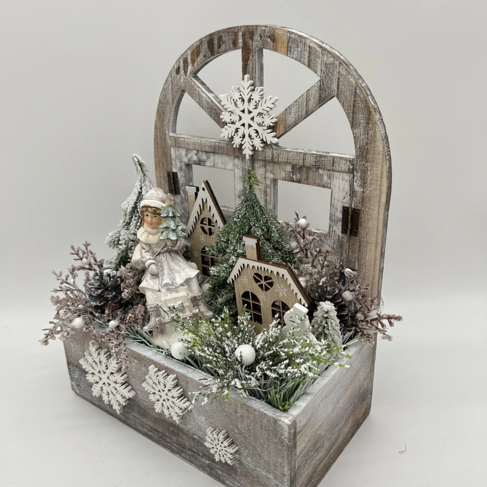🎄 Vánoční svítící dekorace – zimní okno