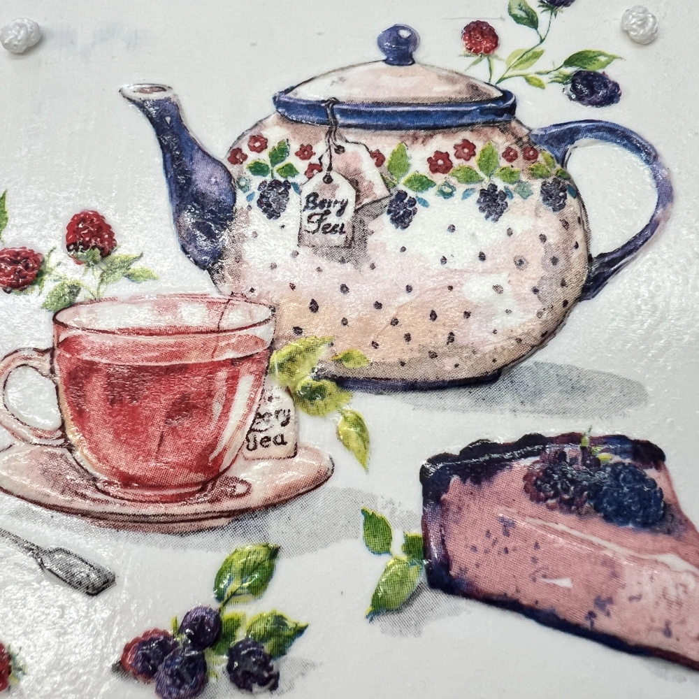 🫖🍰 Keramická dlaždice – Čajová pohoda 🫐🌿