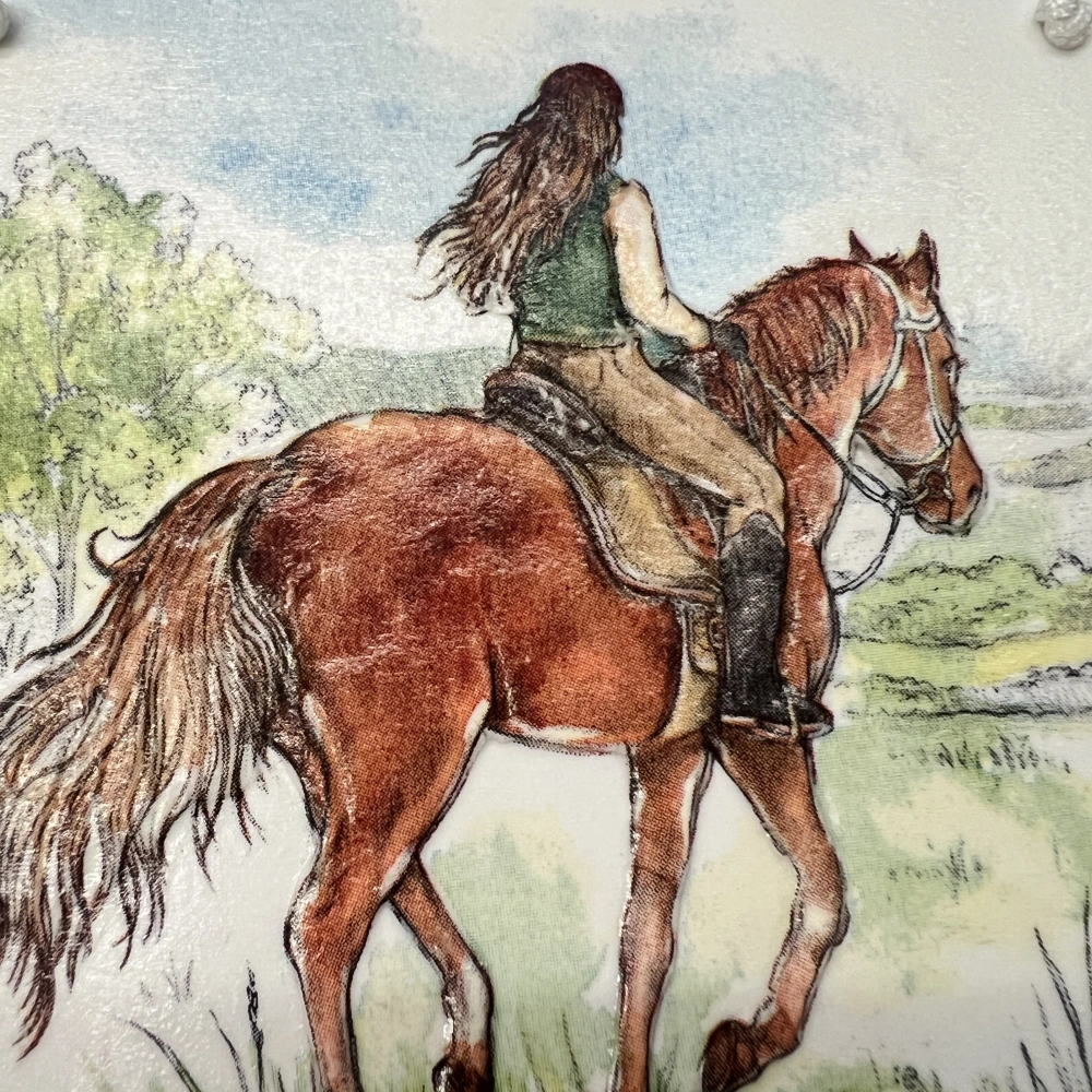 🐎🌿 Keramická dlaždice – Vyjížďka přírodou ✨