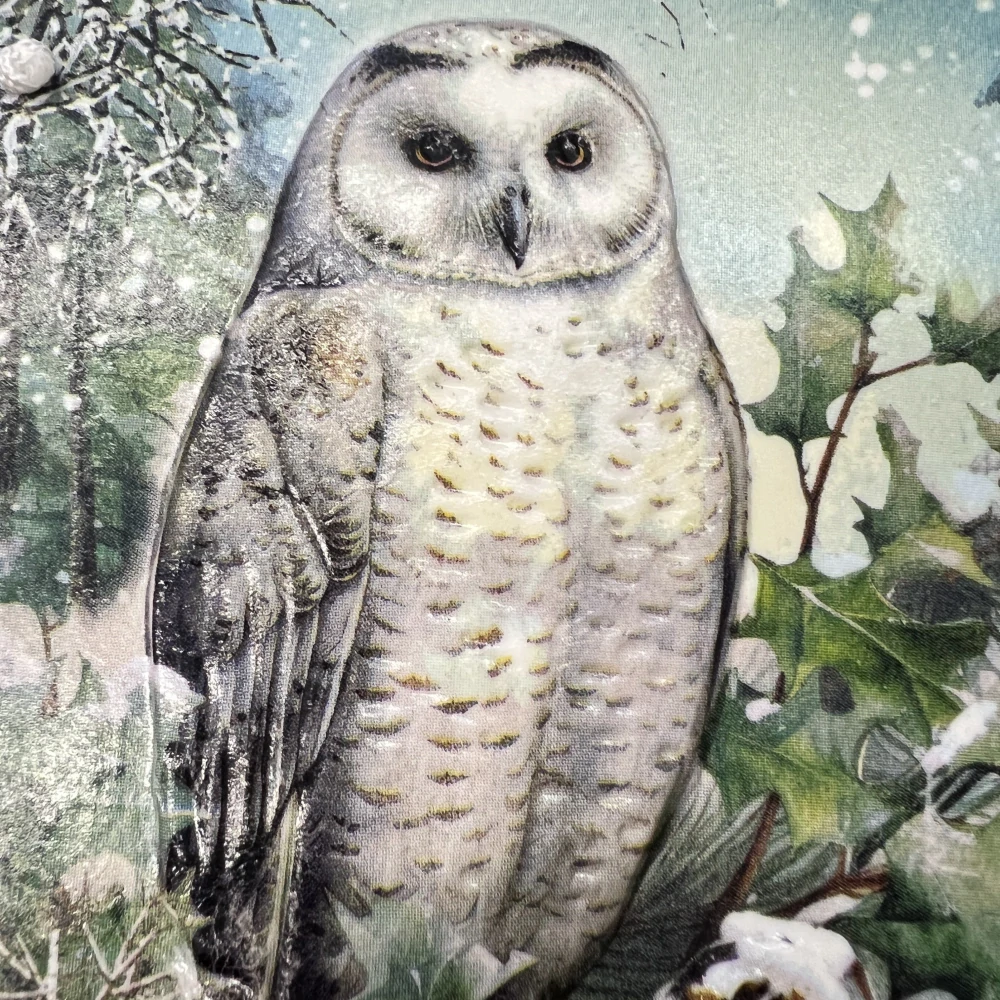 🦉❄️ Keramická dlaždice – Sova v zimním lese 🌲✨   
