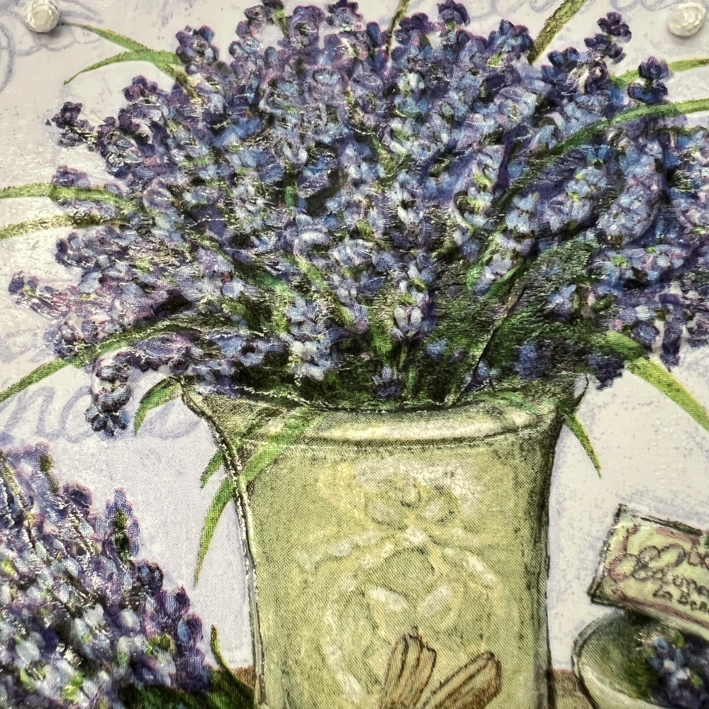 💜🌿 Keramická dlaždice – Levandule ve džbánku