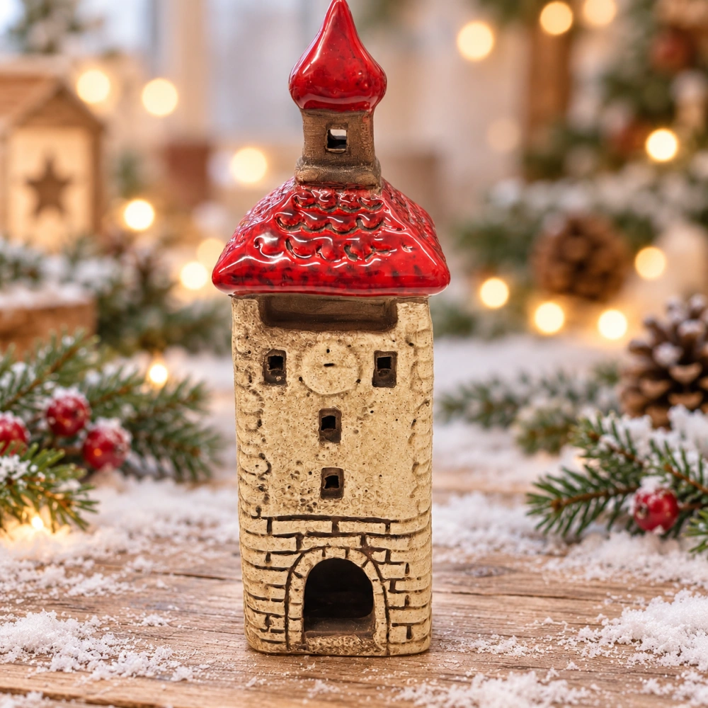 🏠✨ Keramická věž s LED osvětlením ❤️❄️