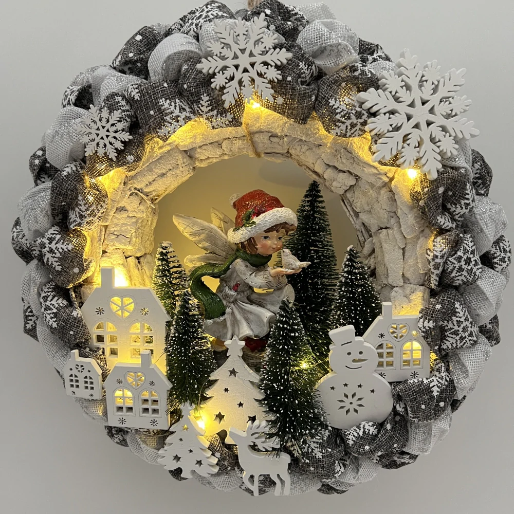 ❄️🧚 Vánoční věnec s vílou a osvětlením 🧚❄️